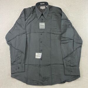 NWT Alfani Mens Long Sleeve Gray Button Up Dress Shirt Size Large 16/34-35